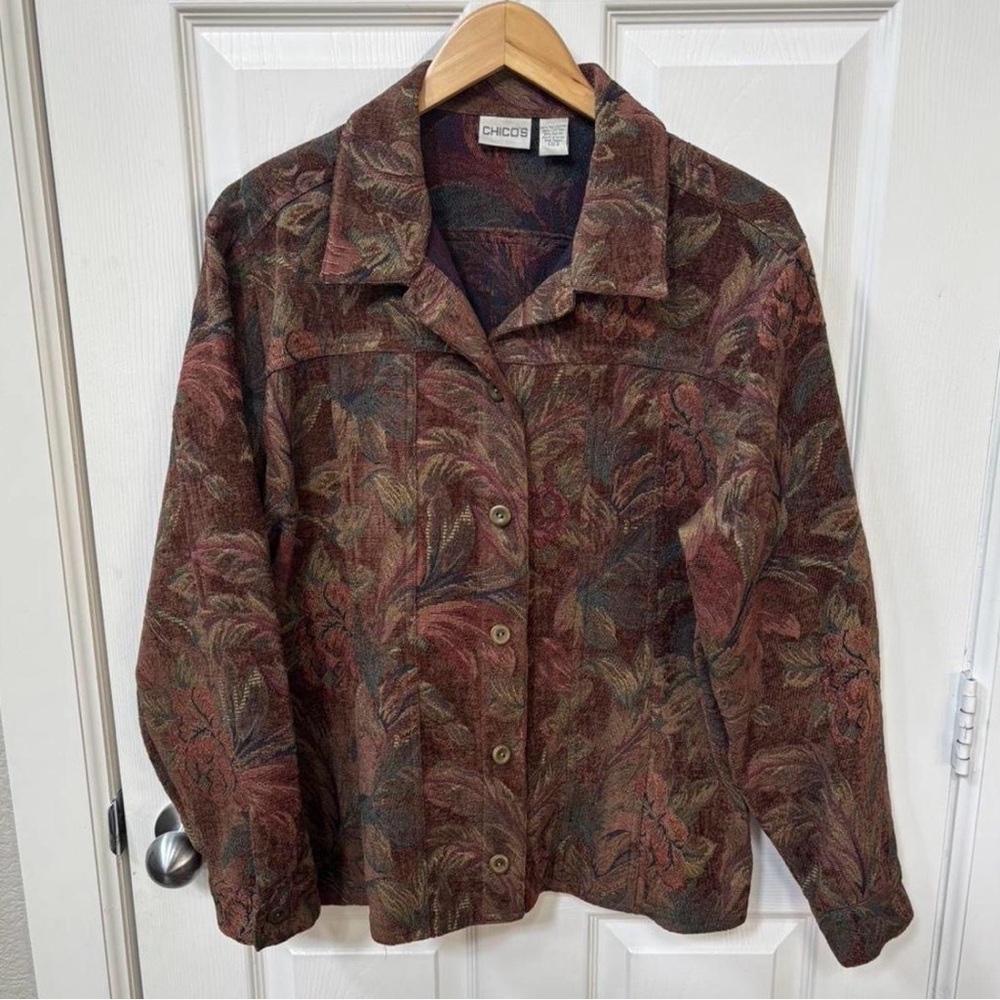 Chico's Multi-Color Floral Button-Front Jacket - Picture 2 of 7